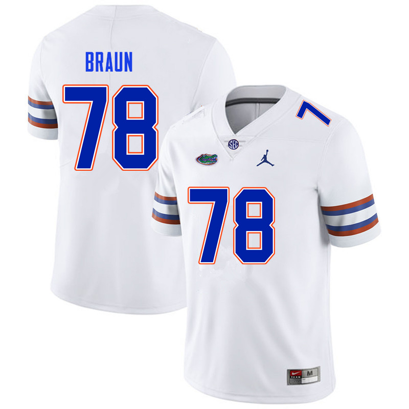 Men #78 Josh Braun Florida Gators College Football Jerseys Sale-White